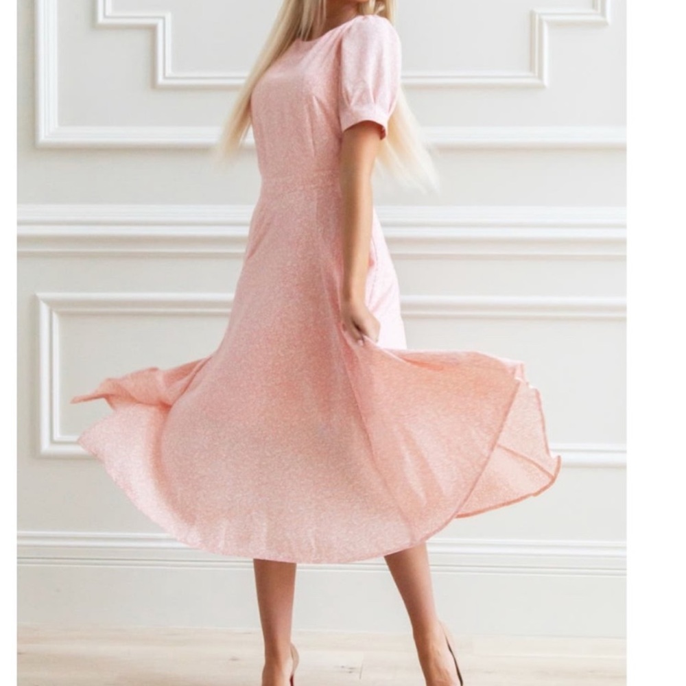 Rachel Parcell PINK QUARTZ LEAFY CLUSTER Dress, Size S